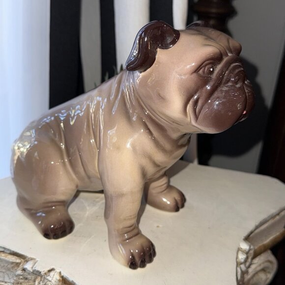 Milo Ceramic VTG Pug English Bulldog Sitting Statue Figurine Tongue Sticking Out - Picture 6 of 14